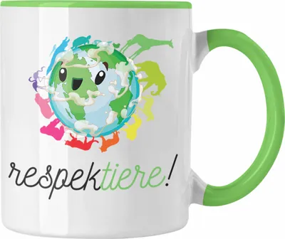 Produktbild von Trendation - Respek-Tiere Tierschutz Tasse Veganer Geschenk Vegan Vegetarier Geschenkidee Tierschutz (Grün)