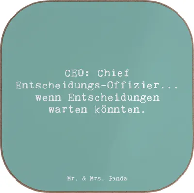 Produktbild von Mr. & Mrs. Panda Holzuntersetzer Spruch CEO Entscheidungen - Meeresbrise - Geschenk, Coaster, Entscheidungsfindung, Beruf, gläseruntersetzer, Unternehmensführung, Humor