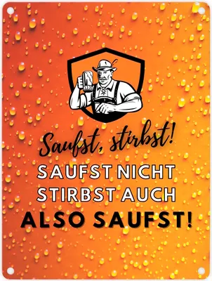 Produktbild von Biertrinker Bier Metallschild in 15x20 cm mit lustigem Spruch