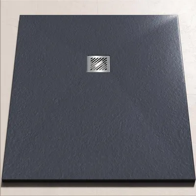 Produktbild von doporro Duschwanne Duschtasse 90x120x3cm aus Mineralguss in Anthrazit Rechteckig DIN-Anschlüsse für bodenebene Montage geeignet geoma09