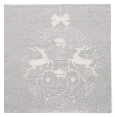 Imagen del producto de PAPSTAR  89524 Weihnachts-Motivservietten "Deers Couple", silber