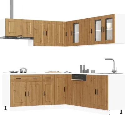 Produktbild von "2026 Promotion" 11-tlg. Küchenschrank-Set - mit Stauraum - Porto Artisan-Eiche Holzwerkstoff - Küchenschränke CC17395