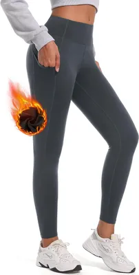 Produktbild von Damen-Thermo-Leggings Sportlich Gepolstert Mit Hohem Bund Grau L