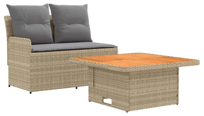 Produktbild von Garten Armlehnen Sofa mit Klapptisch 2 Stück Beige und Hellgrau
