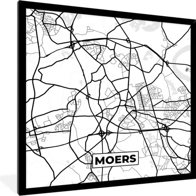Produktbild von MuchoWow® Gerahmtes Poster Karte - Moers - Stadtplan 40x40 cm - Poster mit Schwarzem Bilderrahmen Wandposter Rahmen Foto Bilder - Mit Rahmen - Wanddekoration Schlafzimmer