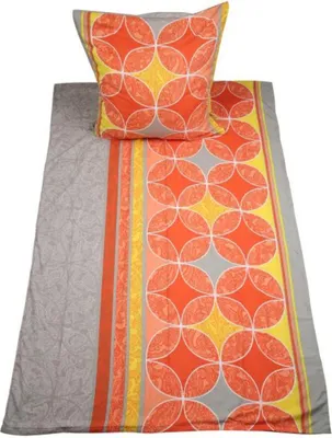 A bedding set including a pillow and a duvet cover, laid out flat on a white background.