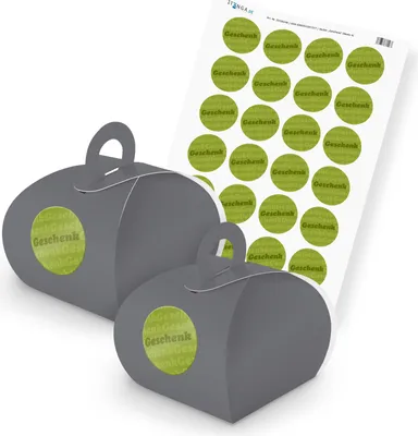 Produktbild von itenga SET Geschenk (Motiv 4) 24xGeschenkschachtel mit Griff grau + Stickerbogen