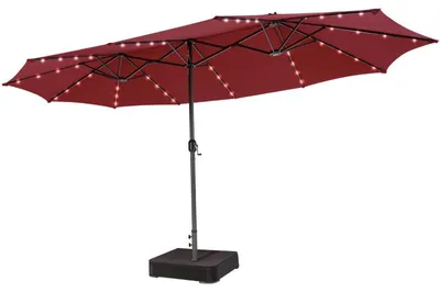 Obrázek produktu pro Dvojitý slunečník s LED osvětlením a stojanem NP13260DE-WN, 460 x 285 cm, červený