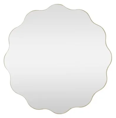 Immagine prodotto di Specchio rotondo da parete in metallo dorato, 70 x 70 x 1,5 cm