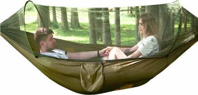 Produktbild von Automatische Schnellöffnung, Outdoor-Campinghängematte aus Nylongewebe für ein oder zwei Personen zum Campen
