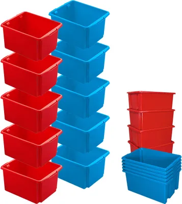Produktbild von 10x Drehstapelbehälter, LxBxH 455 x 360 x 245 mm, 32 Liter, je 5x blau und rot