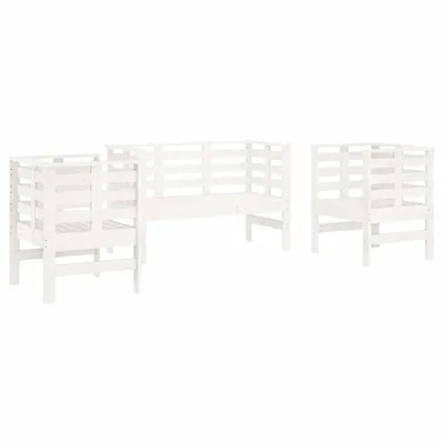 Produktbild von 3-tlg. Garten-Lounge-Set Weiß Massivholz Kiefer