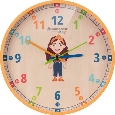 Produktbild von Bresser Junior Kinder-Wanduhr 25 cm lautlos Quarzuhrwerk Kunststoffgehäuse buntes Design