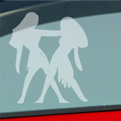 Produktbild von Auto Aufkleber Sternzeichen Zwilling Twins PKW Car KFZ Roller 9x10 cm Milchglas Sticker Heckscheibenaufkleber