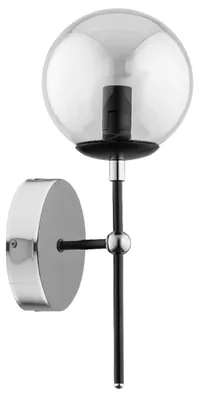 Produktbild von Wandlampe Metall Glas 38 cm hoch Schwarz Rauchglas E14 Kugelschirm Modern