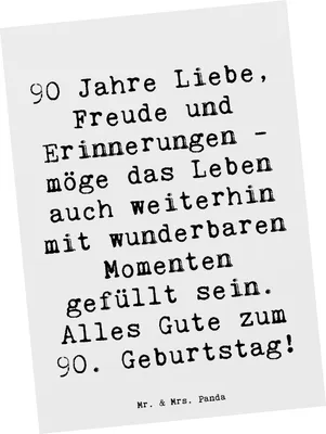 Produktbild von Mr. & Mrs. Panda Postkarte Spruch 90. Geburtstag - Weiß - Geschenk, Postkarten, 90 Jahre Erinnerungen, Freude, Besonderer Anlass, Fotokarte, Geburtstagsgeschenk