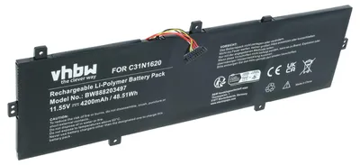 Produktbild von vhbw Akku Ersatz für Asus 0B200-02370100, C31N1620, 0B200-02370200, B0B200-02370000, 0B200-02370000 für Notebook (4200 mAh, 11,55 V, Li-Polymer)