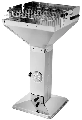 Produktbild von Holzkohlegrill aus Edelstahl - Säulengrill - 5-fach höhenverstellbarer Grillrost - Für Camping Strand Garten Party - Verchromte Oberfläche - Typ 2