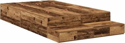 Image de Cadre de lit avec rangement avec tiroir Bois Ancien 120 cm