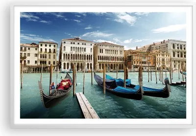 Produktbild von Gerahmtes Poster - Weißer Rahmen - Architektur venedig italien gondel - 91,5x61 cm - Wand Bild - Wanddeko - Wandbilder - Wandposter - Bilderrahmen - Bilder - Kunstdruck - Wandbild - P2WAA91x61-2705