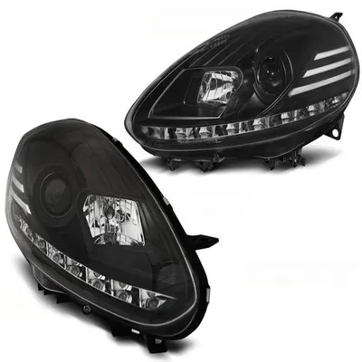 Obrázok produktu pre Svetlomety DRL s LED dennými svetlami, vhodné pre Fiat Punto Evo, rok výroby 2009–2012, čierne