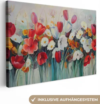 Obrázok produktu pre MuchoWow® - Plátno - Maľba - Olejomaľba - Kvety, nástenný obraz, nástenné dekorácie obrazy obývacia izba, 90x60cm