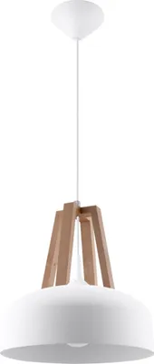 Produktbild von Hängelampe CASCO weiß/naturfarbenes Holz 1xE27 15W Stahl/Holz 85x30x30cm Sollux Lighting