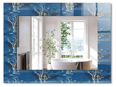Produktbild von Baumlandschaft – Rechteckiger Spiegel mit Druck 80x60 cm – Modern - Dekorativ für die Wand
