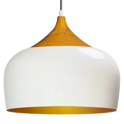 Produktbild von Pendelleuchten Metall Lampe Weiß Holzfarbe Deckenlampe Vintage Industrial