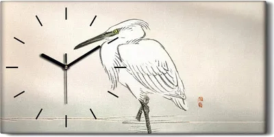 Produktbild von Wanduhr Bürouhr Leinwand Bild 60x30 Malerei Asiatische Tier Vogel Kunst - schwarze Hände