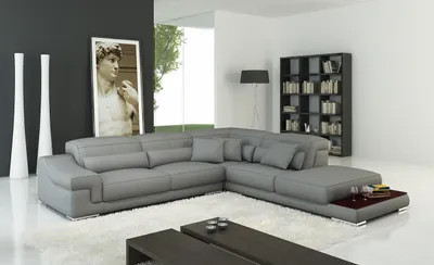 Zdjęcie produktu dla Regulowany, skórzany narożnik z poduszkami, sofa narożna, zestaw wypoczynkowy, narożnik w kształcie litery L, do salonu