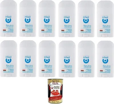 Produktbild von Infasil Deodorant Neutro Extra Delicato Deo Stick - Deodorante Ohne Aluminiumsalze 12x50ml + Italian Gourmet polpa 400g