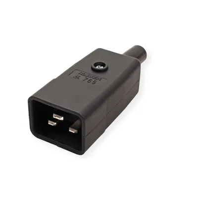Obrázek produktu pro BACHMANN Konektor síťový  IEC320 C20 samec, 250V/16A, na kabel (915.175) (19.07.1290)