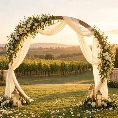 Bogengardine für Hochzeiten, 75x600 cm, Beige