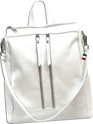 Immagine prodotto di Zaino Florence city con zip in pelle bianca ORF100W