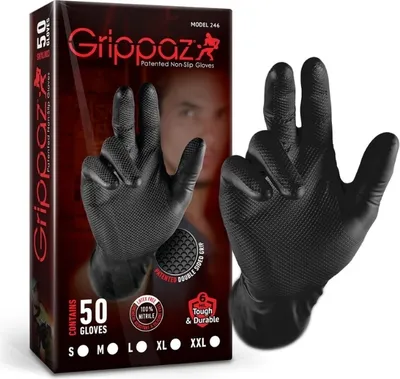 Image de Gants en nitrile (Lot de 50) Taille L sans latex gants de travail robuste et antidérapant - GRIPPAZ