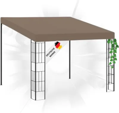 Produktbild von DELUKE® Gartenpavillon Pergola LYMP | 3x3 m Taupe Stoff | Terrassenüberdachung Garten Pavillon Rankhilfe Sonnenschutz Gartenpergola Gartenpavillon mit Sonnendach