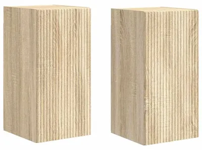 Image de Ensemble de 2 meubles muraux en bois pour salon moderne