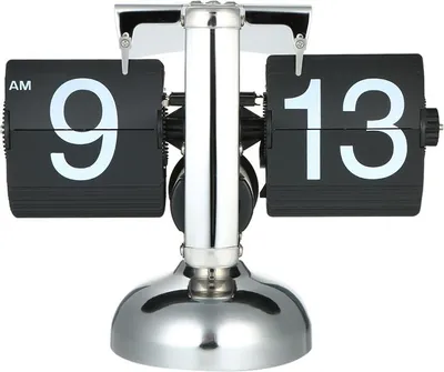 Obrázek produktu pro Malé stupnice stolních hodin Flip Over Clock z nerezové oceli Flip vnitřní ozubené kolo ovládané Quartz hodiny černá/bílá