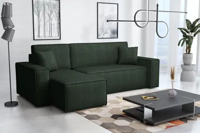 Produktbild von Emoebel24 Ecksofa mit Schlaffunktion und Bettkasten L-form 244x142x83 cm Denis Dunkelgrün