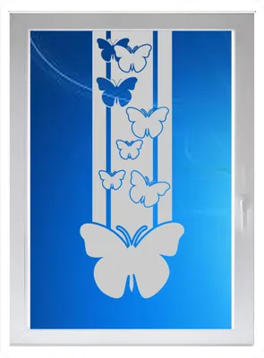 Produktbild von INDIGOS UG - Wohnzimmer Schmetterlinge Falter - Farbe: silberfein satiniert - 96x38 cm - Sichtschutzfolie - Fensterfolie - Glasdekorfolie