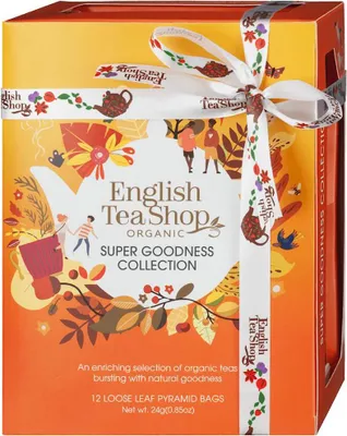 KOLEKCJA HERBATEK OWOCOWO - ZIOŁOWYCH BIO PIRAMIDKI (SUPER GOODNESS - 6 SMAKÓW) (12 x 2 g) 24 g - ENGLISH TEA SHOP ORGANIC