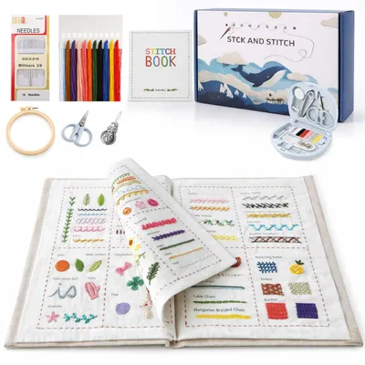 Stickset für Anfänger: 143 Stiche, DIY-Stickbuch mit Anleitung
