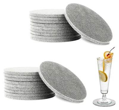 Image de Sous-verres en feutre - 20 pièces, ronds - Sous-verres pour verres et tasses - Gris