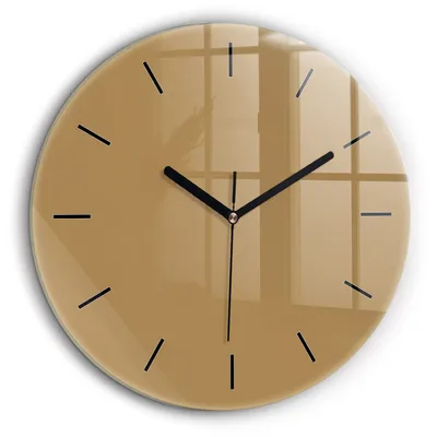 Obrázok produktu pre Wallfluent Hodiny - Okrúhle Sklenené Nástenné Hodiny - Tichý Quartz Strojček - Dekorácia Na Stenu V Spálni - Čierne Hodinové Ručičky - 60cm - Béžový