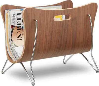 Zeitschriftenhalter Holz mit Griffen, 30x37x25 cm, braun