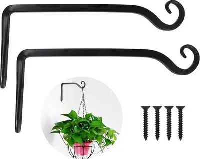Obrázok produktu pre Železný nástenný háčik na kvetináče, vtáčie búdky a lucerny, 25 cm, 2 ks