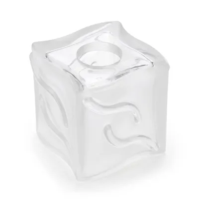 Produktbild von LUXOLAR Glasschirm E14 Weiß Matt Würfel Transparente Wellen 7,5 cm