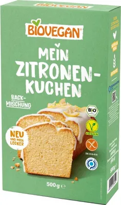 Zdjęcie produktu dla MIESZANKA NA CIASTO CYTRYNOWE BEZGLUTENOWA500 g - BIOVEGAN