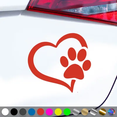 Produktbild von PantherPixel Pfote Aufkleber Herz Welpen Tatzen Katze Hundepfote Sticker Auto Geschenkidee Farbe Rot